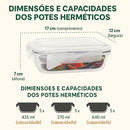 Kit de 15 Potes Herméticos de Vidro a Vácuo + BRINDE: 10 Copos Vidro Aruba